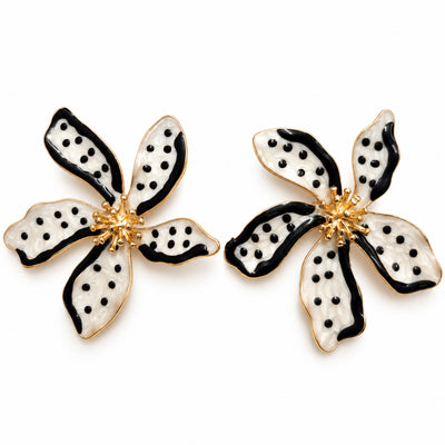 Black & White Floral Statement Earrings