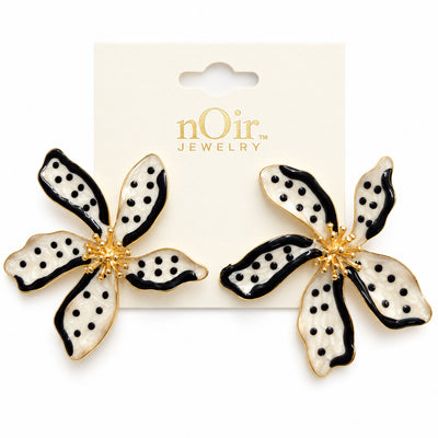 Black & White Floral Statement Earrings