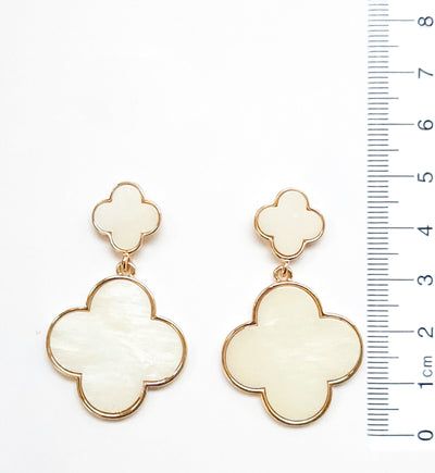 Mother Of Pearl Clover Double Drop Earring
