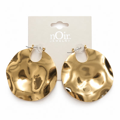 Chunky Hammered Gold Disc Earrings
