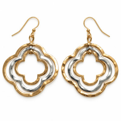 Two-Tone Quatrefoil Drop Earrings