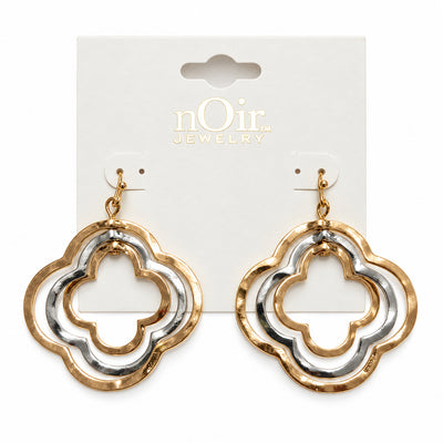 Two-Tone Quatrefoil Drop Earrings