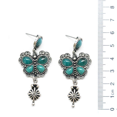 Western Butterfly Linear Turquoise Earring