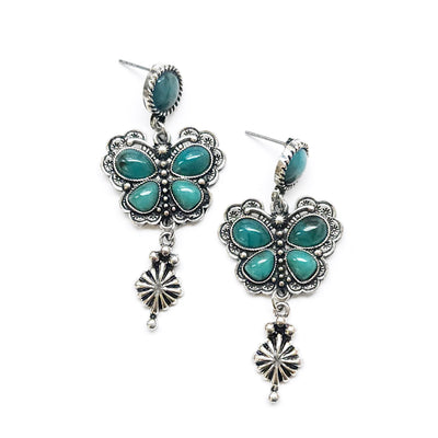 Western Butterfly Linear Turquoise Earring