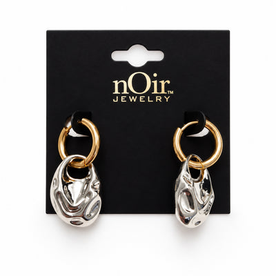 Two-Tone Sculptural Hoop Drop Earrings