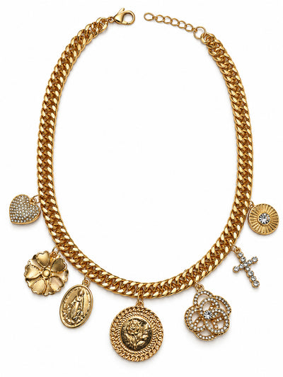 Gold Chunky Charm Necklace