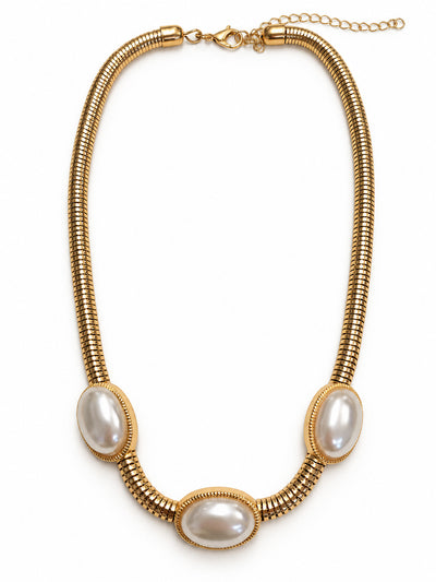 Gold Snake Chain Pearl Necklace
