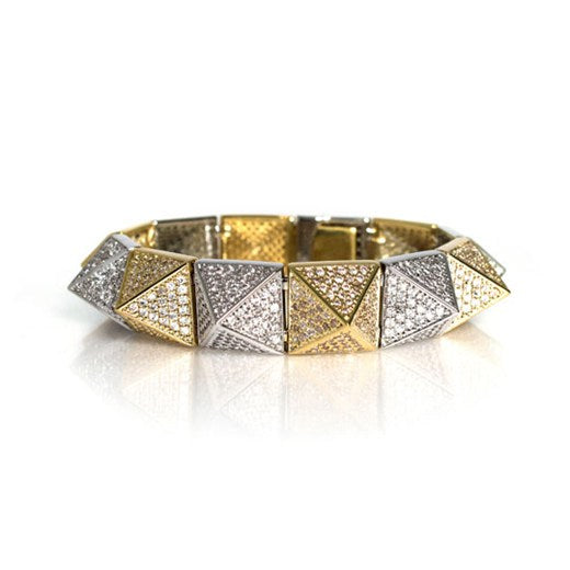 Dual Pave Pyramid Stud Bracelet