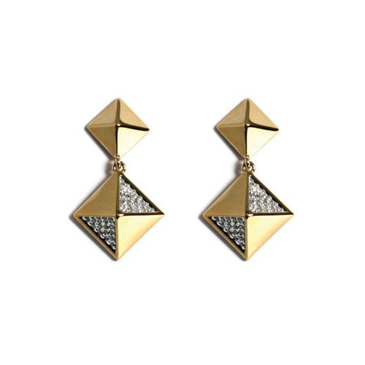 Diamond Pyramid Stud w/ Dangling Pyramid Earring