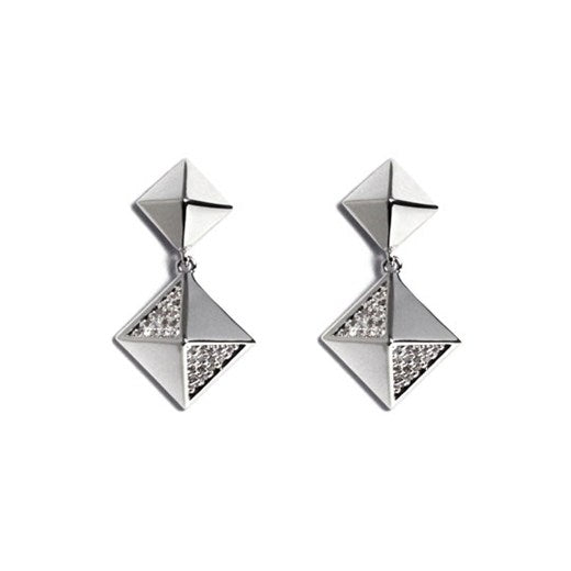 Diamond Pyramid Stud w/ Dangling Pyramid Earring