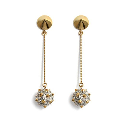 Long Mace Spike Ball on Chain Earring