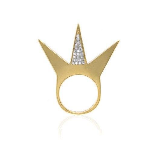 Center Pave 3 Pyramid Ring