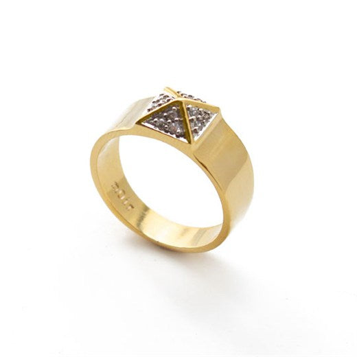 18K Gold Square Pyramid Ring With Diamond – The 101 Corporation