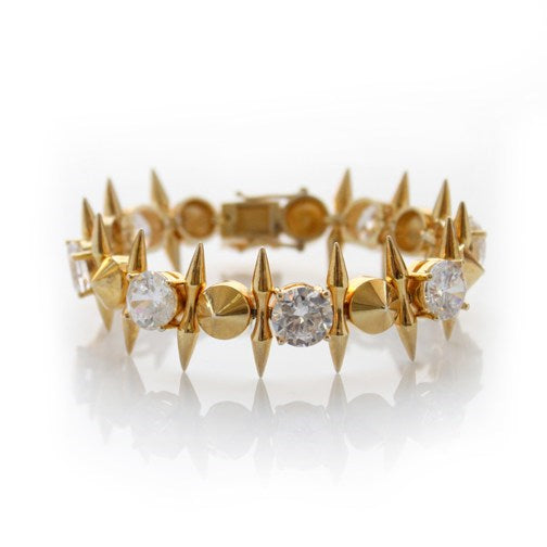 Spike and CZ Mini Punk Bracelet