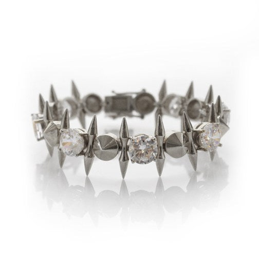Spike and CZ Mini Punk Bracelet