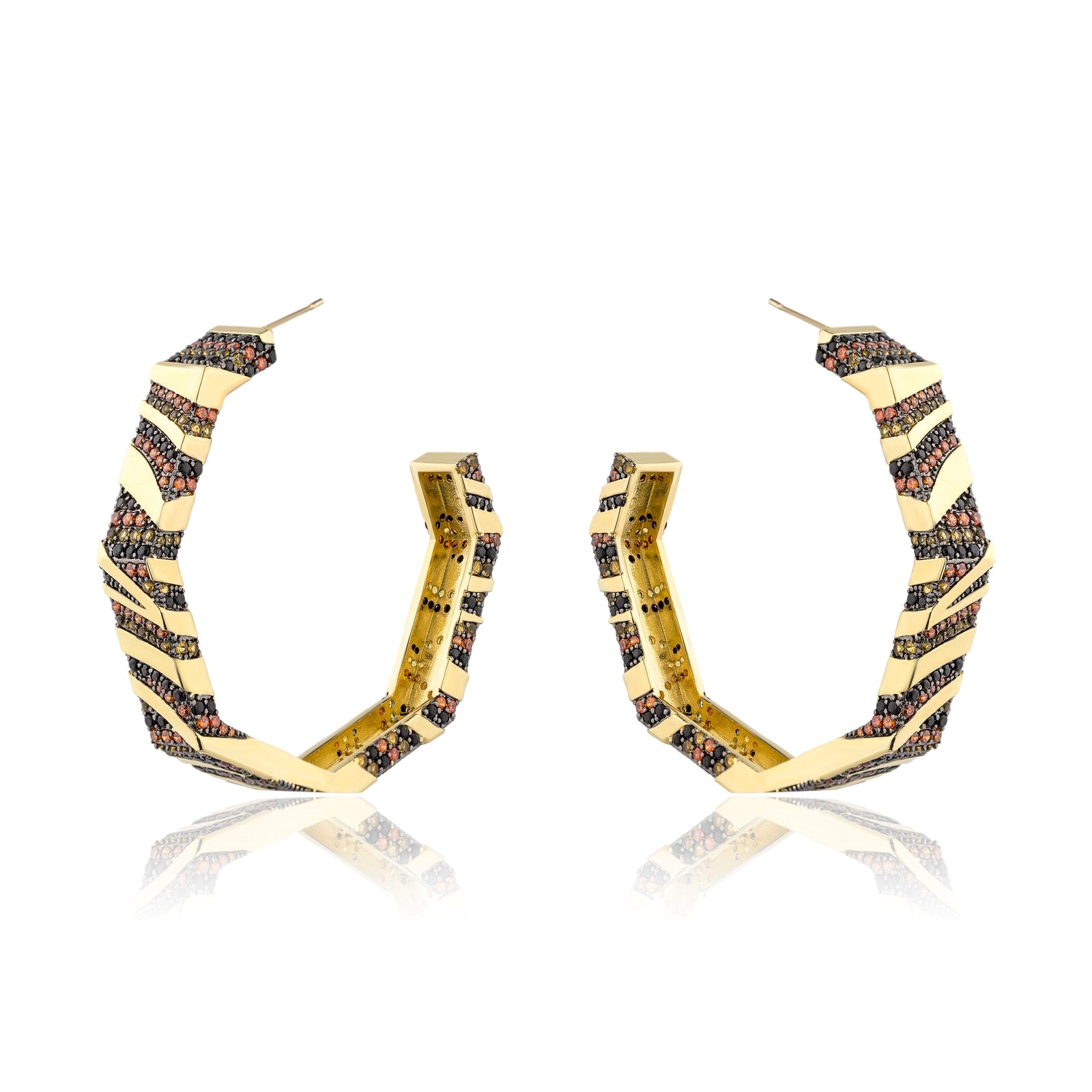 Rhinestones Polygon Hoop Earrings