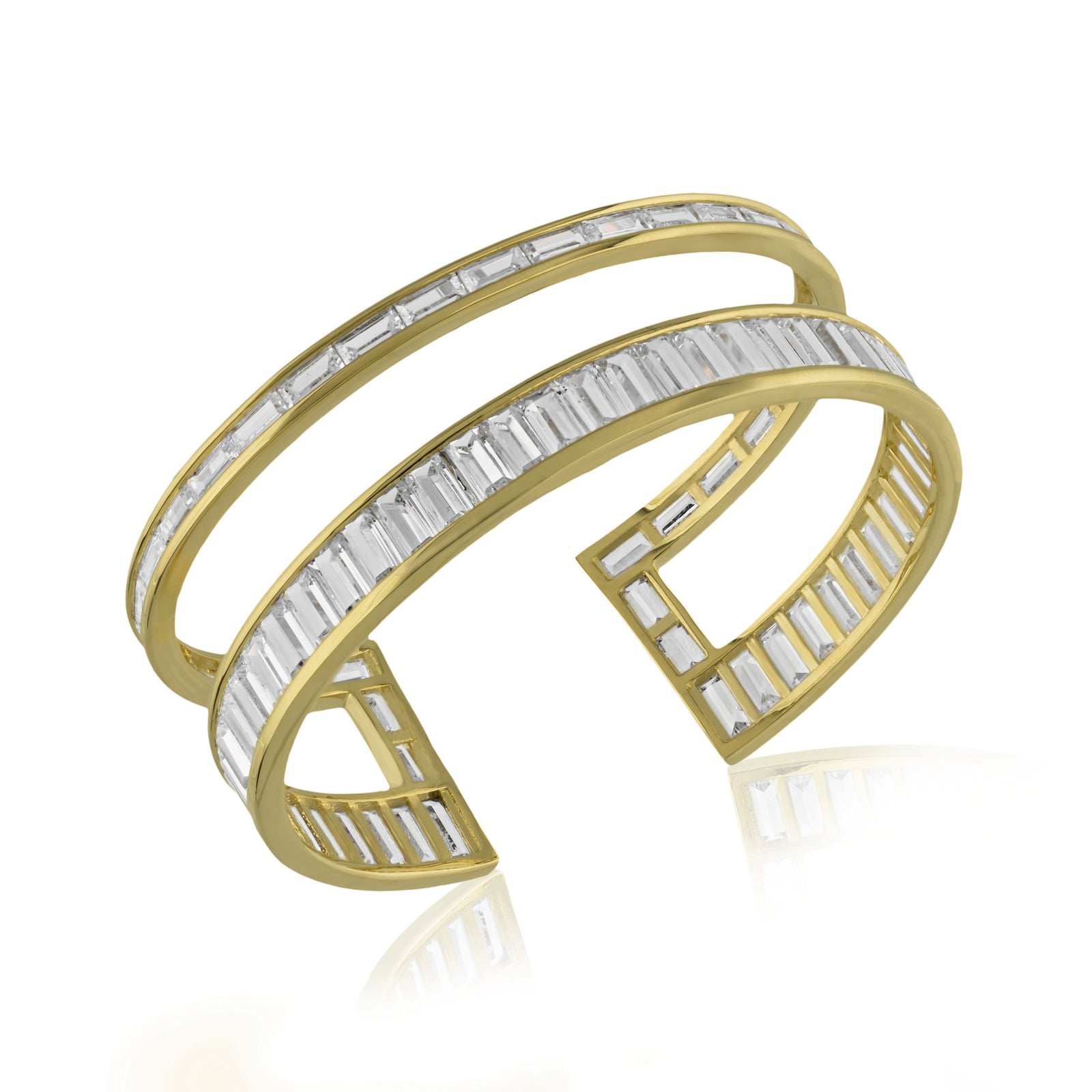 Rangées Cuff Bracelet-Rhodium