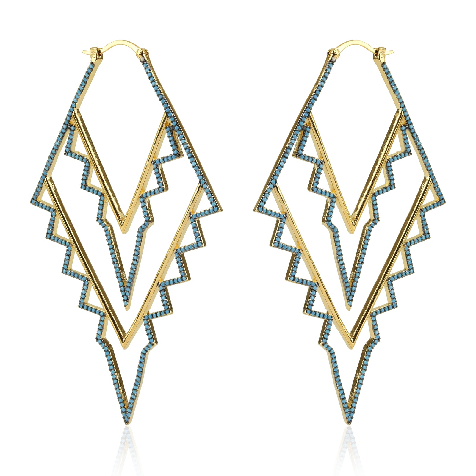 Crystal Peak Earrings White Opal/gold Size Os