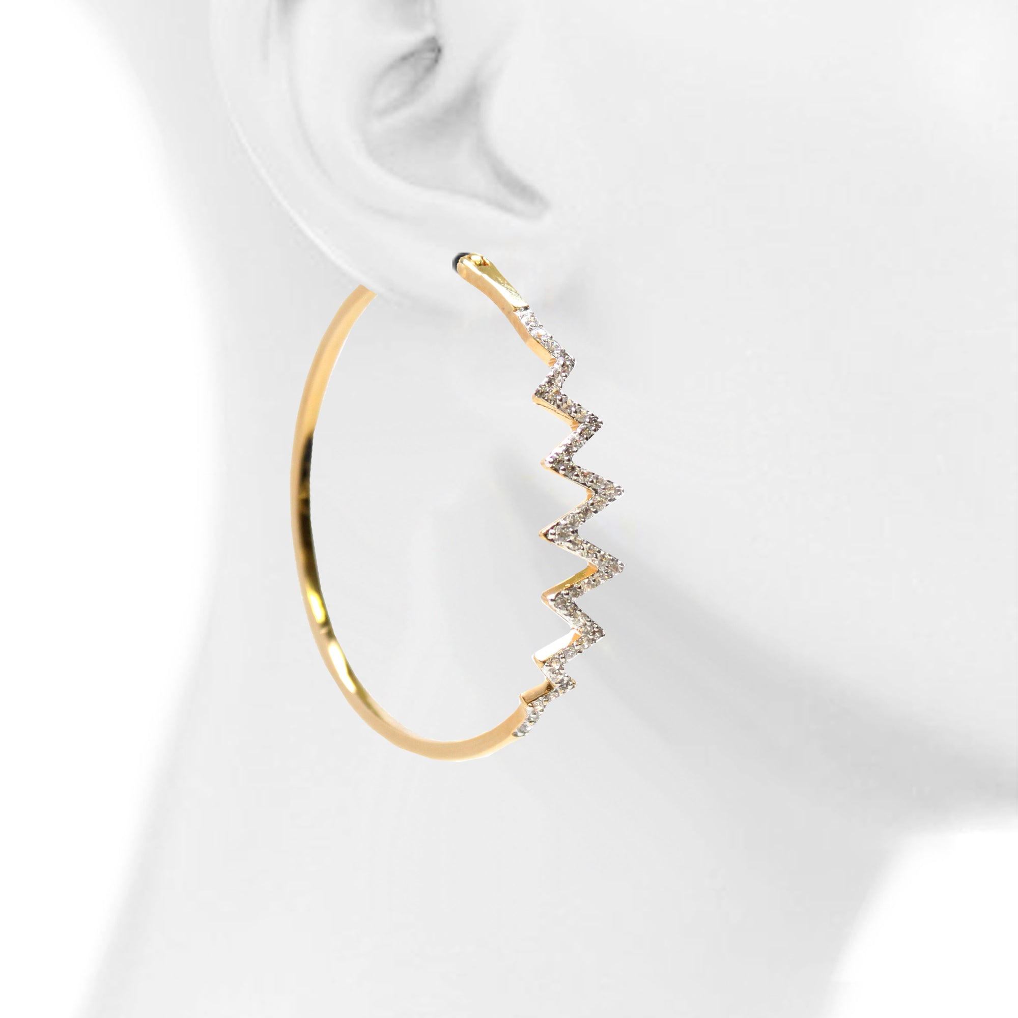 Zig Zag Pave Hoop Earrings
