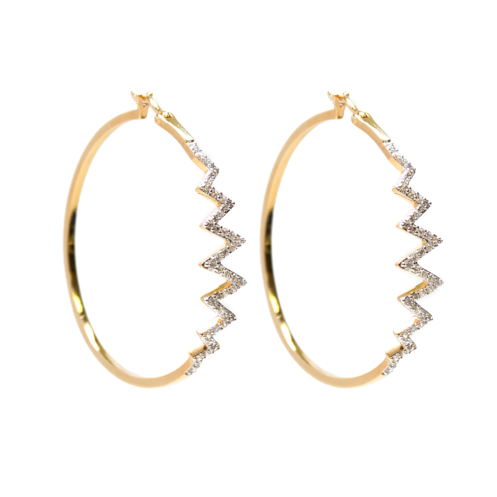 Zig Zag Pave Hoop Earrings