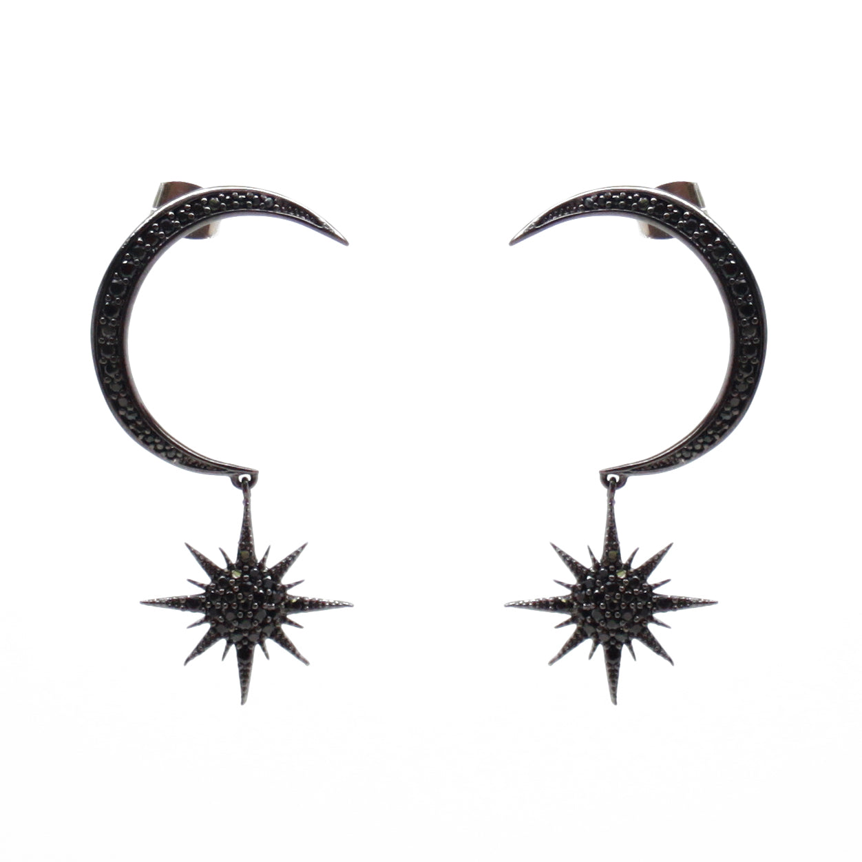 Meagan Pave Moon w/ Hanging Star Earring