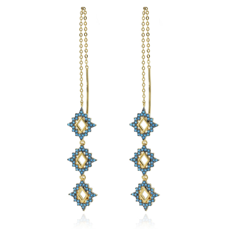 Sea Level Earrings Turq/gold Size Os