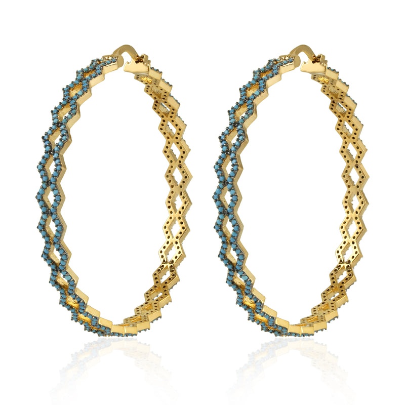 Blue Ridge Large Hoop Earrings White Opal/gold Size Os