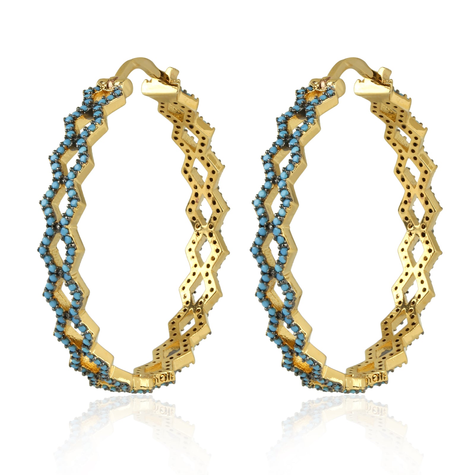 Blue Ridge Medium Hoop Earrings White Opal/gold Size Os