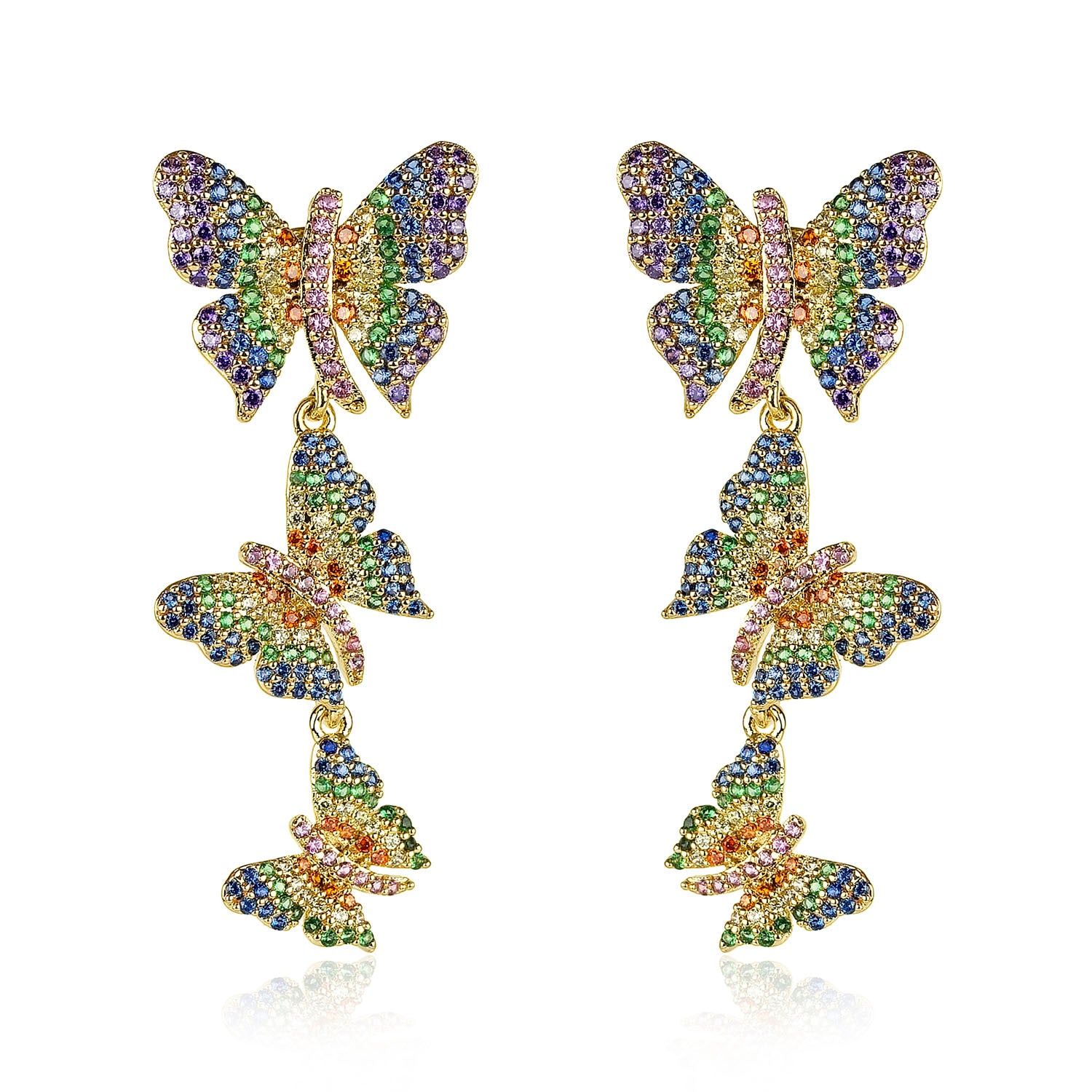 TRIPLE BUTTERFLY EARRINGS