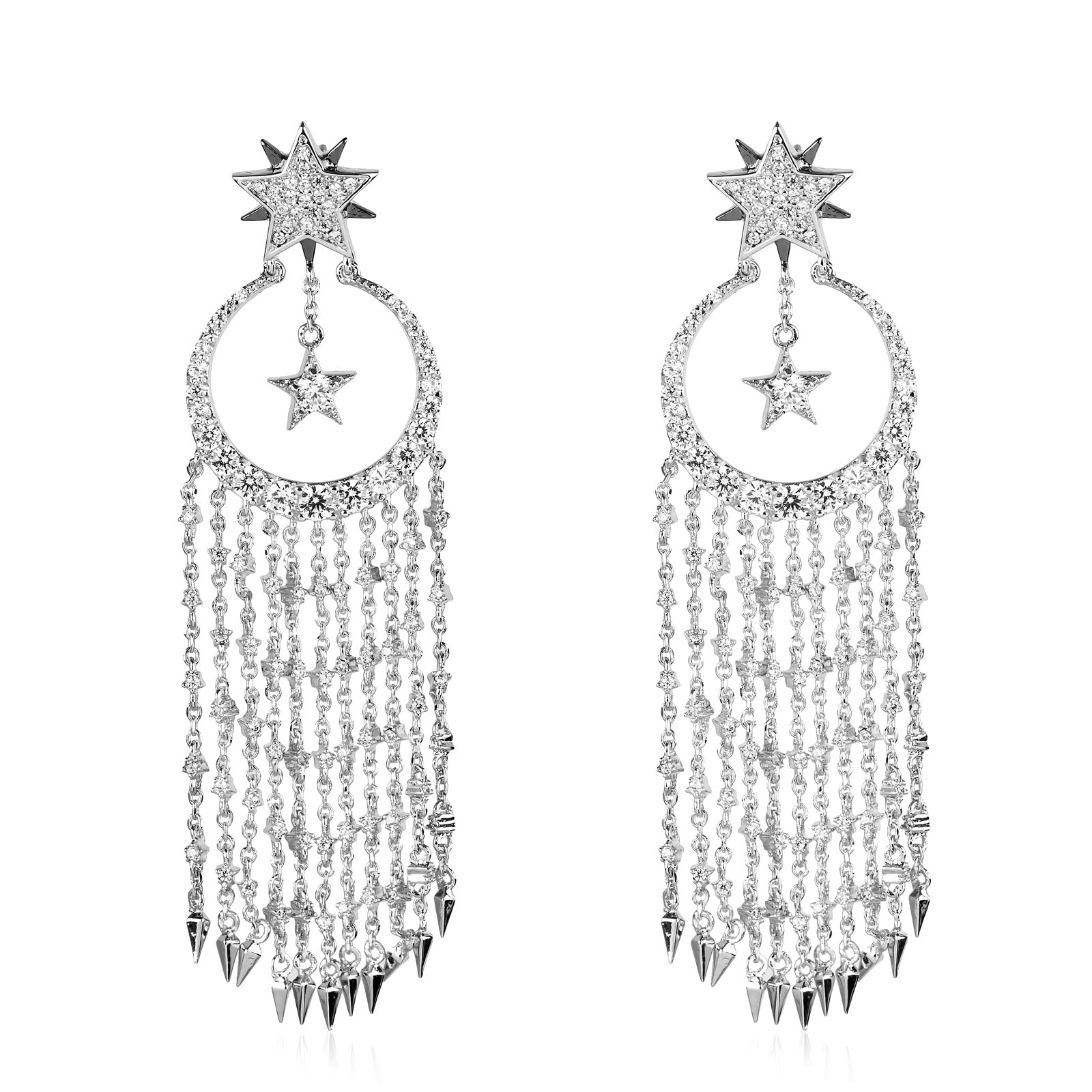 Among the Stars Earrings-Rhodium