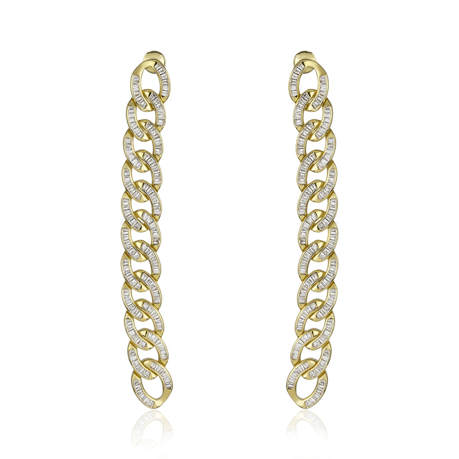 Chain Gang Linear Earrings-Rhodium