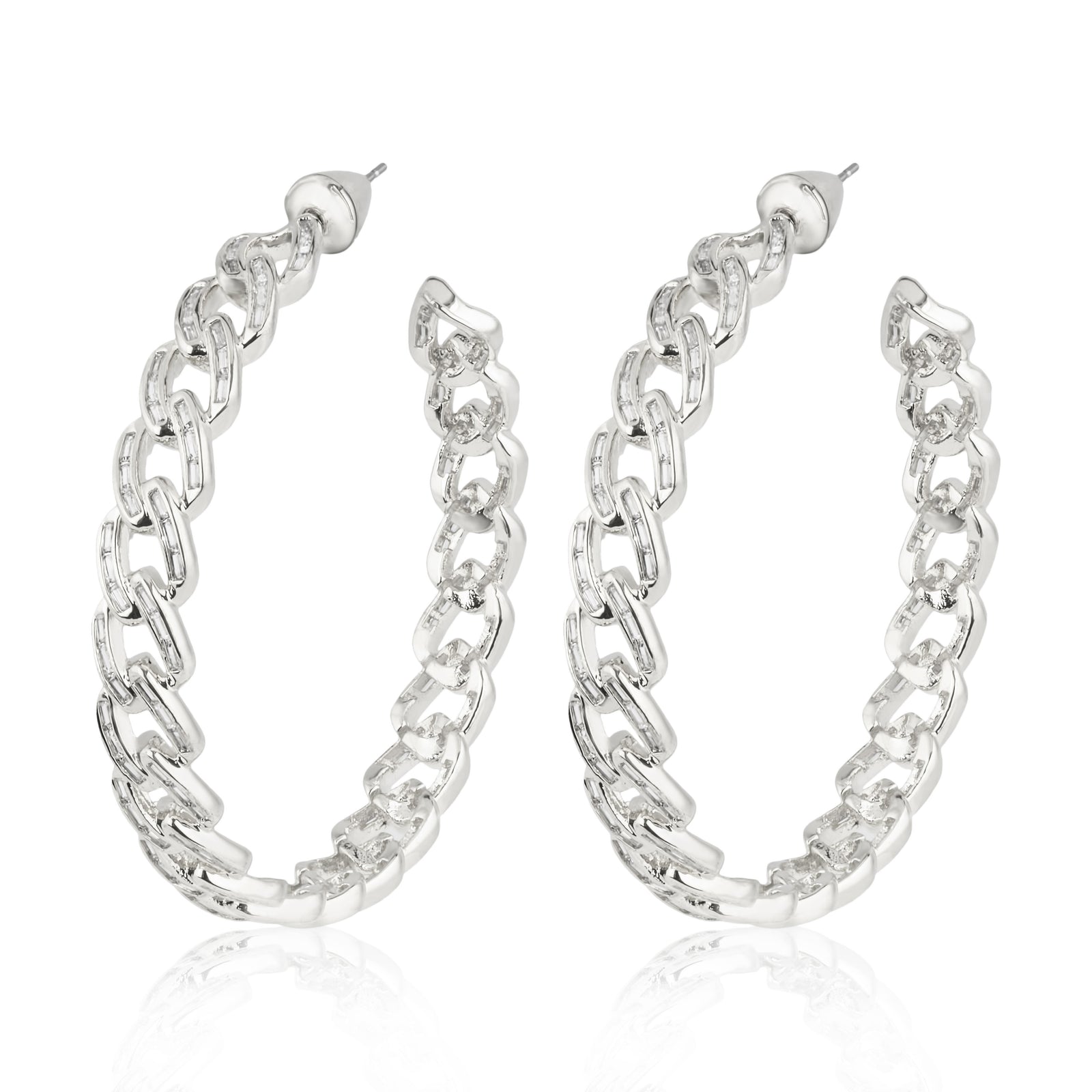 Chain Gang Large Hoop Earrings-Gunmetal