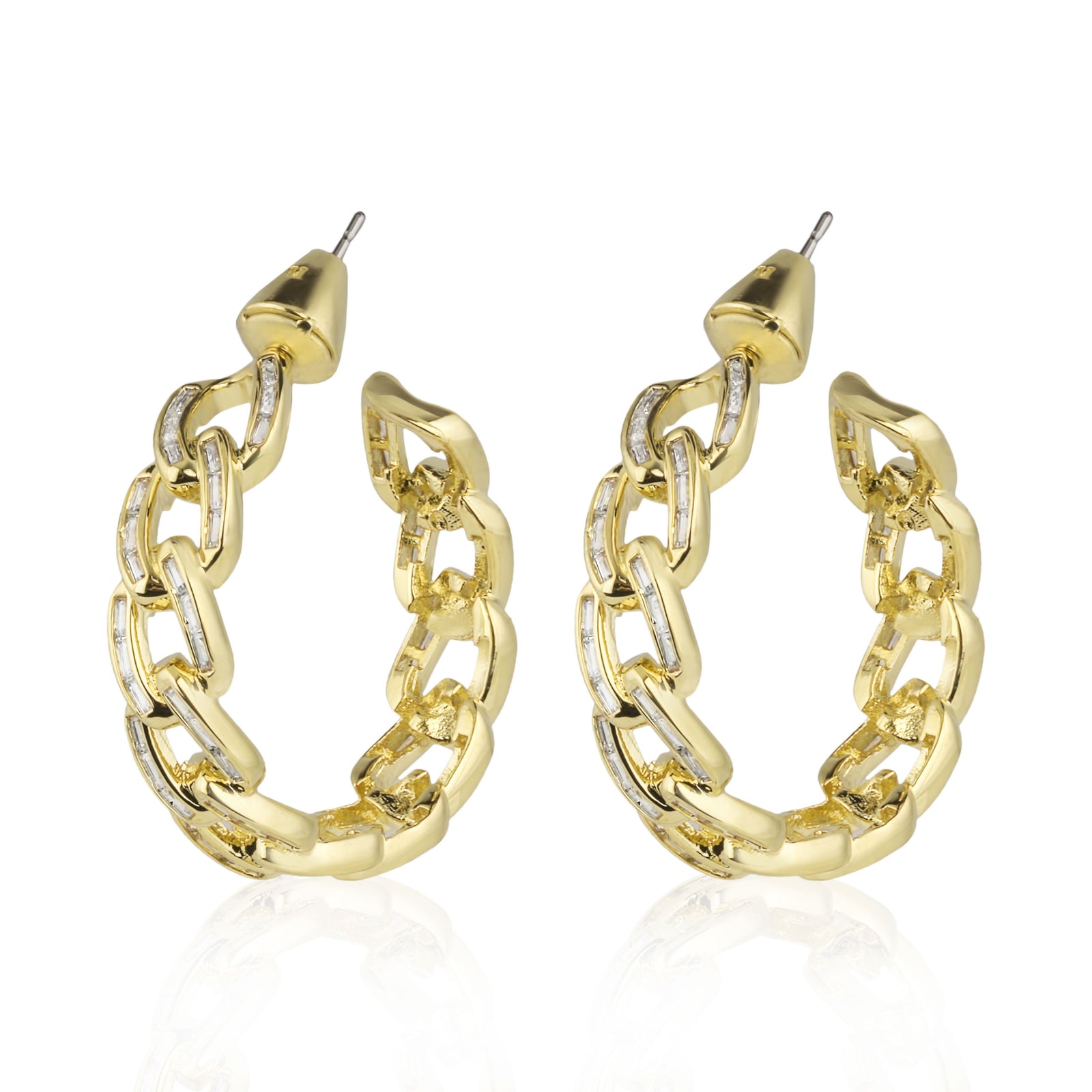 Chain Gang Small Hoop Earrings-Gunmetal