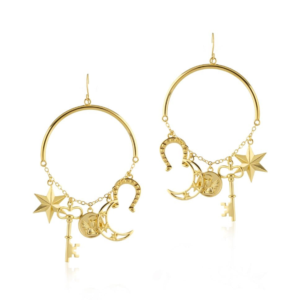 Half Hoop Charm Earrings