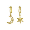 Moon & Star Mismatch Huggie Earrings