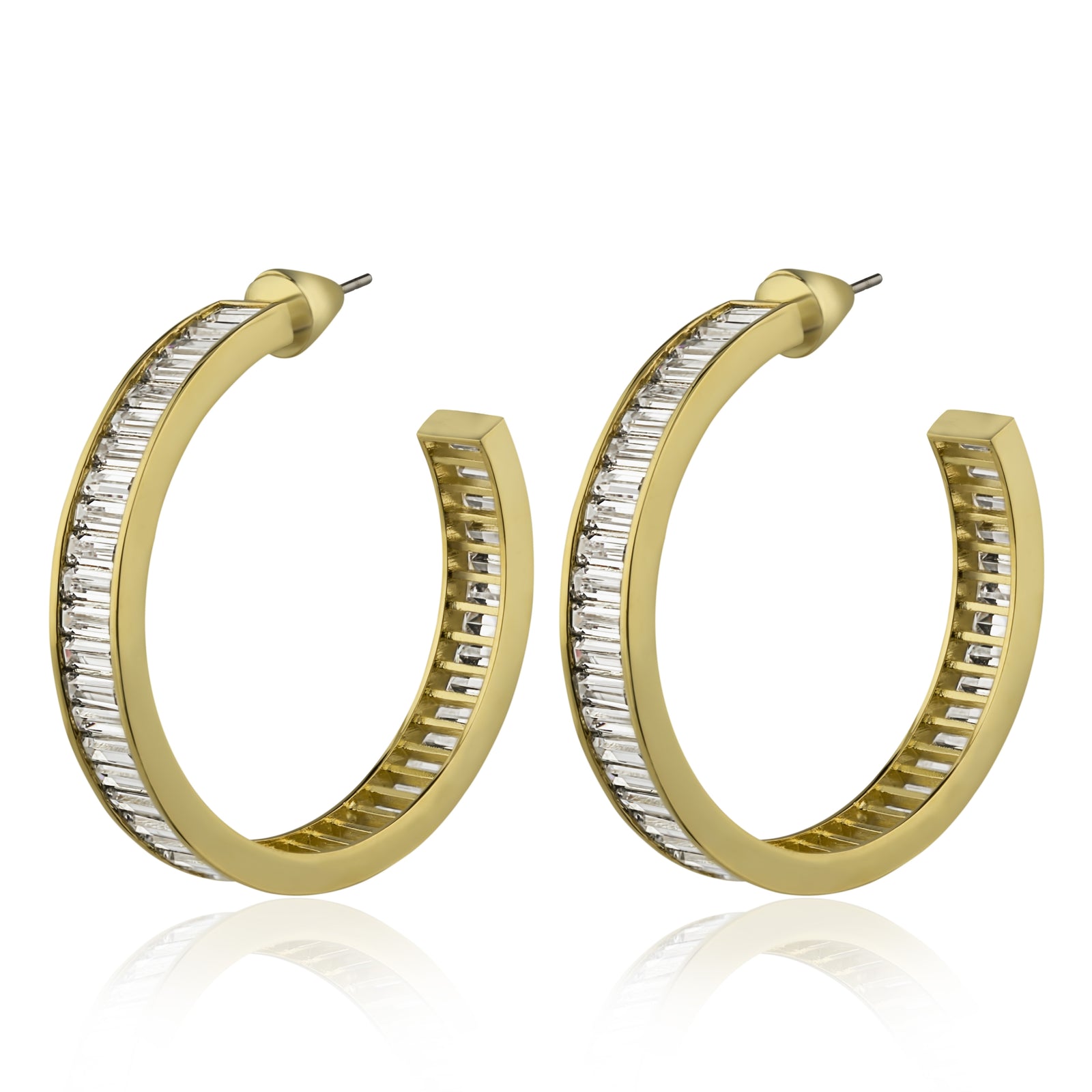 Rangées Large Hoop Earrings-Gunmetal