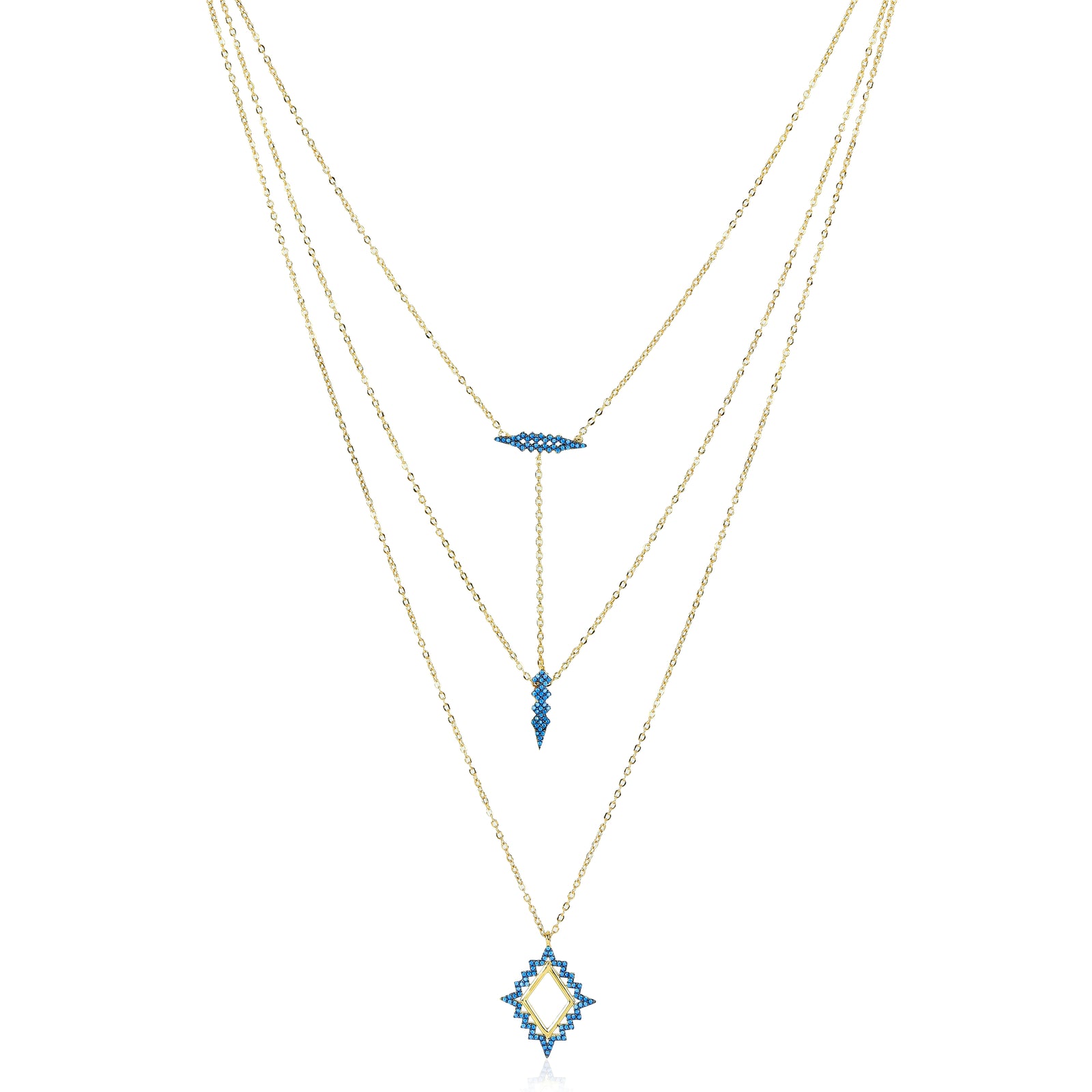 Aurora Layered Necklace Turq/gold Size Os