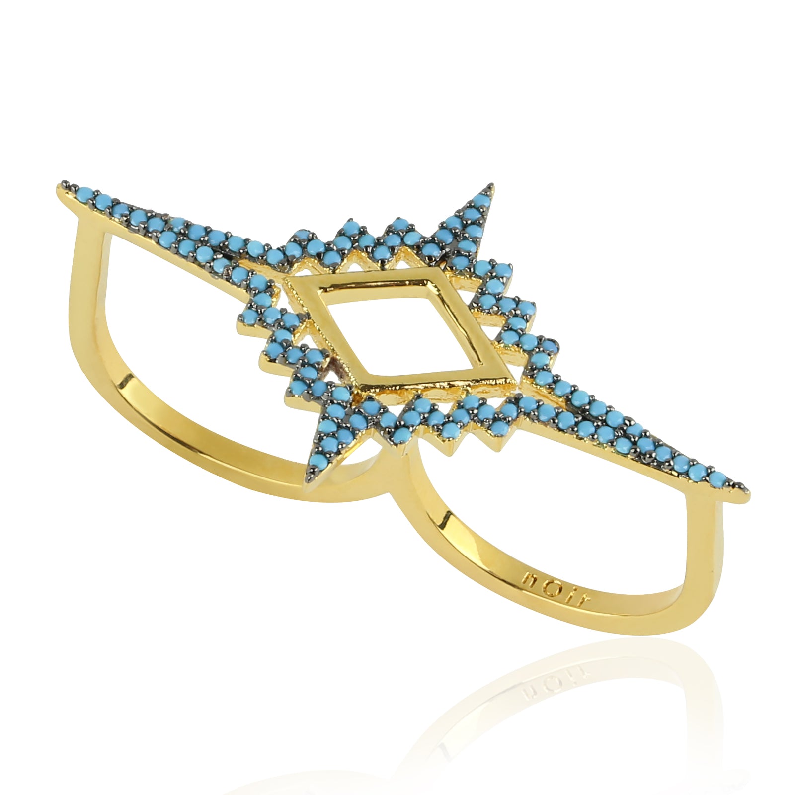 Olympic Double Finger Ring Opal/gold Size 8