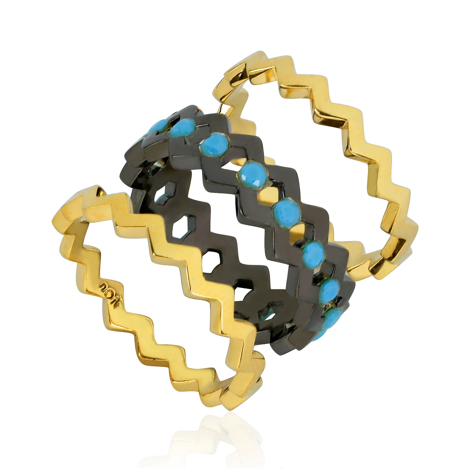 Ice Fall Stackable Rings White Opal/gold Size 8