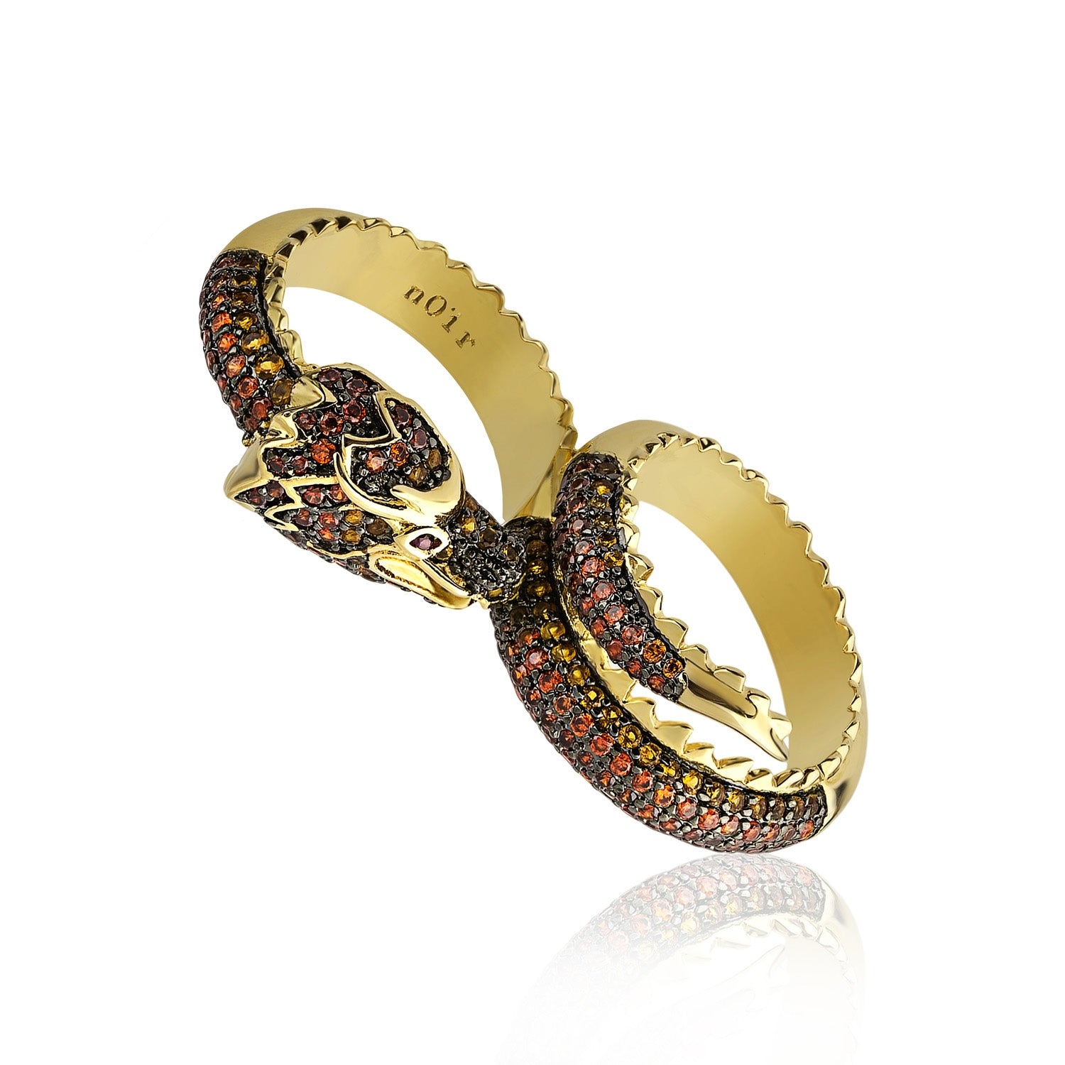 Two Dragon Rings Dragon Two Finger Ring - nOir Jewelry