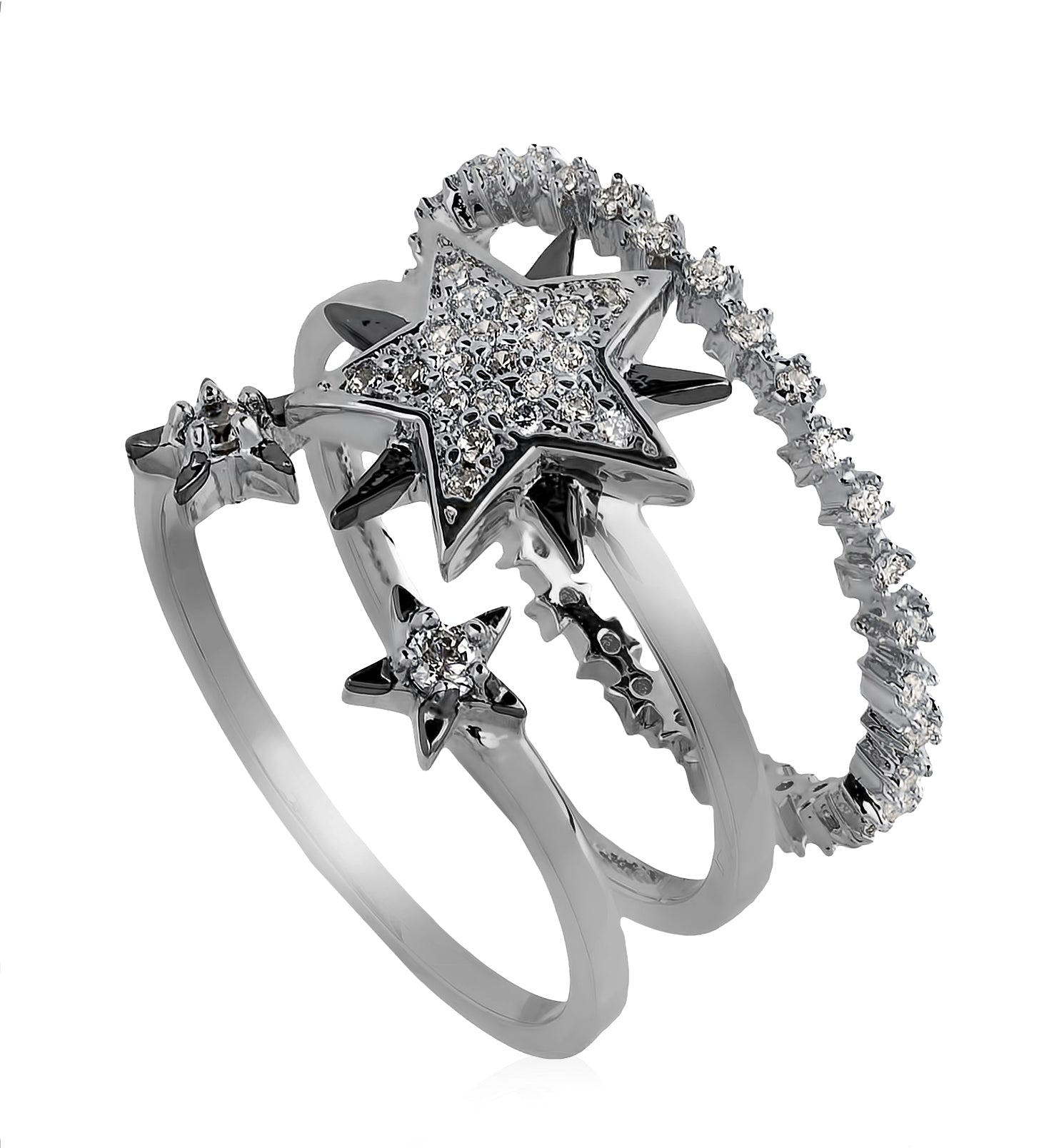 Cosmic Array Ring Set-Rhodium-8