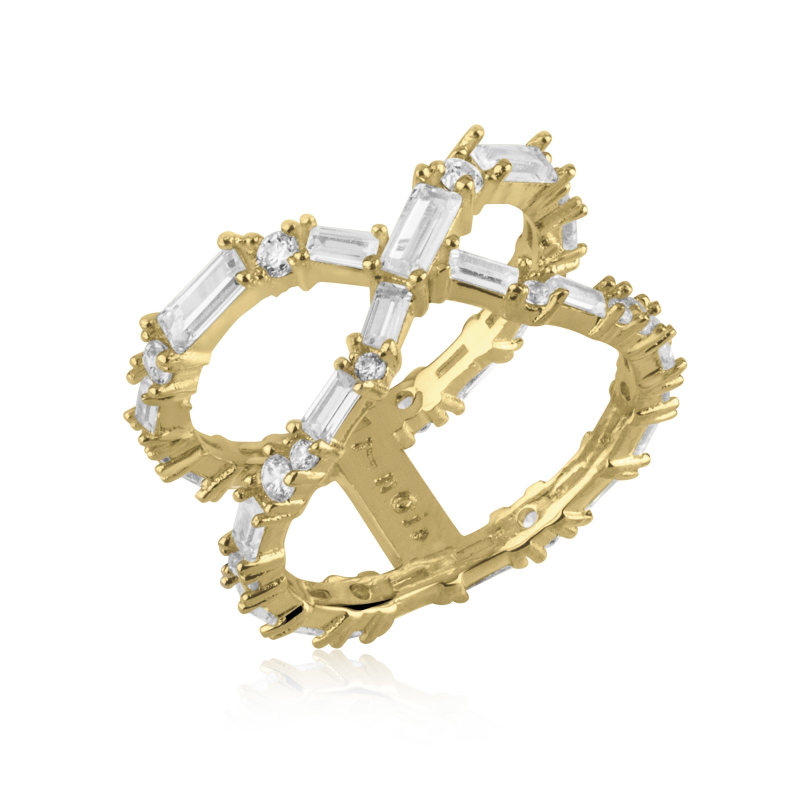 À Facettes X Ring-Rhodium-8