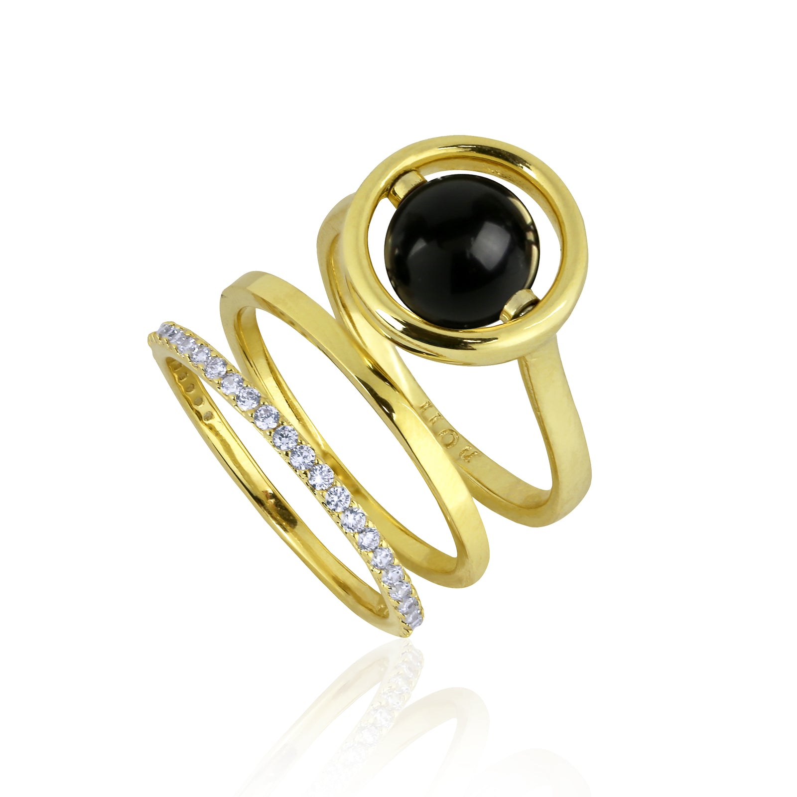 Quasar Ring Set Gold/Black Size 8