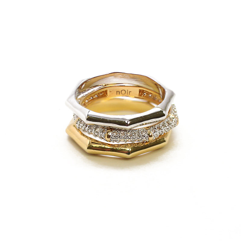Florence Bamboo Pave Stackable Ring Set