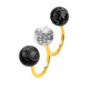 Cassandra Black and White Double Finger Ring